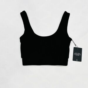 NWT 4th & Reckless Black Ribbed V-neck Back Bralette Crop Top Bra